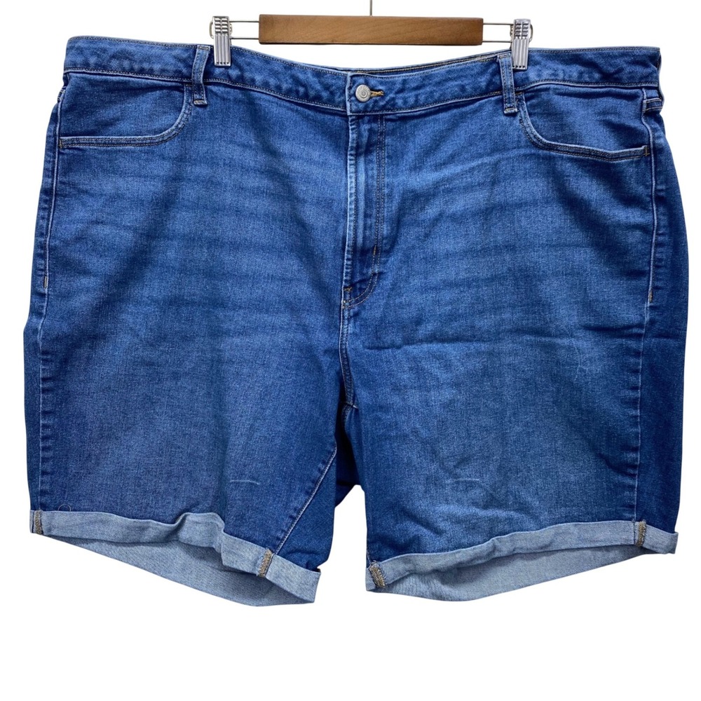 Old Navy High-Rise Wow Denim Shorts Womens 26 Blue Medium Wash Cuffed Stretch